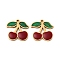 304 Stainless Steel Charms, with Enamel, Ion Plating(IP), Cherry, Golden, FireBrick, 14.3x14x1.5mm