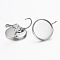 Tarnish Resistant 304 Stainless Steel Leverback Earring Findings, Flat Round, Stainless Steel Color, 21x14mm, Pin: 0.8mm, Tray: 12mm