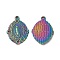 Ion Plating(IP) Oval 304 Stainless Steel Pendant Rhinestone Settings, Religion Virgin Mary Charm, Rainbow Color, Fit for 1.2mm Rhinestone, 29x21x2.5mm, Hole: 1.6mm
