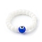 Handmade Glass Beads Stretch Rings, with Lampwork Beads, Evil Eye, Blue, US Size 9 1/4(19.1mm)