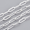 Brass Paperclip Chains, Flat Oval, Drawn Elongated Cable Chains, Soldered, with Spool, Cadmium Free & Lead Free, Silver Color Plated, 11x4.3x0.7mm, about 6.56 Feet(2m)/roll