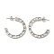 Crystal Rhinestone Initial Letter B Stud Earrings, 304 Stainless Steel Half Hoop Earrings for Women, Stainless Steel Color, 31x2x31mm, Pin: 0.8mm