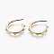 Brass Stud Earring Findings, Half Hoop Earrings, with Loop, Nickel Free, Long-Lasting Plated, Real 18K Gold Plated, 21x2mm, Hole: 1.2mm, Pin: 0.7mm