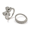 Bowknot Brass Micro Pave Clear Cubic Zirconia Double Rings, for Women, Cadmium Free & Lead Free, Platinum, Inner Diameter: 19.2mm, Bowknot: 14.5x17mm, 2pcs/set