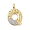 Brass Micro Pave Cubic Zirconia Pendants, Cadmium Free & Nickel Free & Lead Free, Letter Charms, Real 18K Gold Plated, Letter Q, 28x17.5x4mm, Hole: 5x2.5mm
