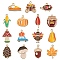 15Pcs 15 Styles Thanksgiving Day Alloy Enamel Pendants, Mixed Shapes, Mixed Color, 13~23x12.5~20x1.5mm, Hole: 1.6~1.8mm, 1pc/style