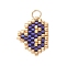 Handmade MIYUKI Seed Beads, Loom Pattern Letter Pendants, with 304 Stainless Steel Jump Rings, Letter E, 15x9x2mm, Hole: 2.5mm