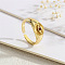 Brass Micro Pave Cubic Zirconia Cuff Rings for Women, Evil Eye, Real 18K Gold Plated, Red, Inner Diameter: 16~19mm