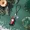 Glass Mobile Straps, with Cord Loop, Snowman, Platinum, Red, 100mm