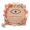 SyntheticCherry Quartz Round Beads Stretch Bracelets, Alloy Micro Pave Clear Cubic Zirconia Evil Eye Charm Bracelets for Women, 7-1/2 inch(19cm)
