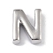 Brass Pendants, Cadmium Free & Nickel Free & Lead Free, Letter Charms, Platinum, Letter N, 8.5x7x3mm, Hole: 1.5mm
