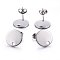 Non-Tarnish 304 Stainless Steel Stud Earring Findings, with Loop and Flat Plate, Ear Nuts/Earring Backs, Flat Round, Stainless Steel Color, 12x1mm, Hole: 1.4mm, Pin: 0.8mm