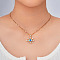 Bohemian Style Brass Enamel Deep Sky Blue Snowflake Eye Pendant Necklaces with Clear Cubic Zirconia, Golden, 15.75 inch(40cm)