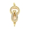 Brass Clear Cubic Zirconia Fold Over Clasps, Cadmium Free & Nickel Free & Lead Free, Flat Round, Real 18K Gold Plated, 31mm