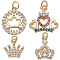 8Pcs 4 Style Brass Micro Pave Cubic Zirconia Pendants, Crown, Real 18K Gold Plated, 10~16.5x9~15.5x2~3mm, hole: 1.7~3.6mm, 2pcs/style