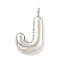 Non-Tarnish 304 Stainless Steel Pendants, Letter Charm, Stainless Steel Color, Letter J, 17x10x3mm, Hole: 2mm