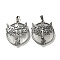 Natural Quartz Crystal Rock Crystal Flat Round Pendants, Rack Plating Brass Dragon Charms, Antique Silver, Cadmium Free & Lead Free, 38x32x7mm, Hole: 8x5mm