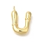 Rack Plating Brass Pendants, Cadmium Free & Lead Free, Letter A~Z Charms, Letter U, 24x17x4.5mm, Hole, 2mm