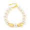 ABS Imitation Pearl Beaded Braclets, Rack Plating Teardrop Brass Bracelets for Women, Cadmium Free & Lead Free, Long-Lasting Plated, Real 18K Gold Plated, 8-1/2 inch(21.6cm)