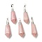 Natural Rhodochrosite Pointed Pendants, with Silver Brass Findings, Faceted, Bullet, 40x12x11mm, Hole: 7x5mm