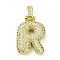 Brass Micro Pave Clear Cubic Zirconia Pendants, Cadmium Free & Nickel Free & Lead Free, Real 18K Gold Plated, Letter R, 30mm, Hole: 4.8x3.5mm, Pendant: 23.5x16.5x5mm