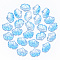 Two Tone Transparent Spray Painted Glass Pendants, with Glitter Powder, Ginkgo Leaf, Light Sky Blue, 15x20x4.5mm, Hole: 1.2mm