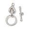 Brass Micro Pave Clear Cubic Zirconia Toggle Clasps, Cadmium Free & Nickel Free & Lead Free, Ring, Real Platinum Plated, Ring: 33x15x6mm, Hole: 2mm, Bar: 6x21x3.5mm, Hole: 1.5mm