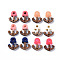 Opaque Resin & Walnut Wood Links Connectors, Two Tone, Anchor, Mixed Color, 18x15x3.5mm, Hole: 1.5mm and 3mm