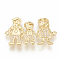 Brass Micro Pave Cubic Zirconia Links, Cadmium Free & Lead Free, Family, Clear, Golden, 16x26x2mm, Hole: 1mm