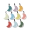 Synthetic Noctilucent Stone/Luminous Stone Pendants, Glow in the Dark Moon Charms with Stainless Steel Color Plated 201 Stainless Steel Snap on Bails, Mixed Color, 28~29x20x6mm, Hole: 7x4mm