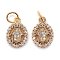 Brass Micro Pave Clear Cubic Zirconia Charms, Long-Lasting Plated, with Jump Ring, Oval with Hamsa Hand, Golden, 12x8.5x2mm, Jump Ring: 5x1mm, 3mm Inner Diameter