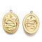 304 Stainless Steel Charms, Oval with Snake Charm, Nickel Free, Real 14K Gold Plated, 23x15x2.5mm, Hole: 1.5mm