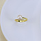 Natural Freshwater Pearl with Clear Cubic Zirconia Cuff Rings, Golden, Round, Inner Diameter: 15~19mm