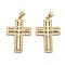Brass Micro Pave Clear Cubic Zirconia Pendants, Long-Lasting Plated, Cross, Real 18K Gold Plated, 29x18.5x1.3mm, Hole: 2.5x3mm