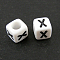 Letter Acrylic European Beads, Horizontal Hole, Cube, Letter.X, 10x10x10mm, Hole: 3.5~4mm, about 59pcs/50g