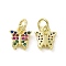 Brass Micro Pave Colorful Cubic Zirconia Charms, Cadmium Free & Nickel Free & Lead Free, with Jump Ring, Butterfly Charms, Real 18K Gold Plated, 9x7.5x2mm, Hole: 3.2mm