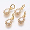 Brass Micro Pave Cubic Zirconia Charms, Cadmium Free & Lead Free, teardrop, Real 18K Gold Plated, 11x6x3.5mm, Hole: 3mm