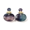 Natural Fluorite Perfume Bottle Pendants, with 304 Stainless Steel Findings, Faceted, Oval Charms, Golden, 32~33x25~26x10.5~11.5mm, Hole: 1.9mm