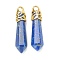 Bullet Natural Lapis Lazuli Pointed Pendants, with Platinum Tone Alloy Findings, 33~40x8~10mm, Hole: 3x2mm