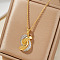 Geometric Inlaid Brass Cubic Zirconia Hollow Necklace, Ideal for Valentine's Day and Birthday Parties, Golden, 15.75 inch(40cm).