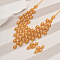 Elegant Alloy Hollow Oval Tassel Necklace & Earrings Set for Wedding Engagement, Golden