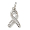 Rack Plating Brass Micro Pave Cubic Zirconia Pendants, Long-Lasting Plated, Lead Free & Cadmium Free, Bowknot Charms, with Jump Ring, Platinum, 13.5x8x1.5mm, Hole: 3mm