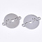Tarnish Resistant 201 Stainless Steel Links connectors, Laser Cut Links, for Mother's Day, Flat Round with Word Mom, Stainless Steel Color, 20x15.5x1mm, Hole: 1.6mm