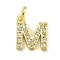 Letter Brass Micro Pave Clear Cubic Zirconia Pendants, Cadmium Free & Nickel Free & Lead Free, Jump Ring, Real 18K Gold Plated, Letter M, 11x10.8x1.8mm, Jump Ring: 4x0.9mm, Hole: 2.5mm