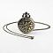 Alloy Quartz Pocket Watches, with Iron Chain, Flat Round Craved Dragon, Antique Bronze, 31.4 inch