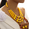 Alloy with Acrylic Barrel Beaded Multilayer Necklaces & Dangle Earrings Sets, Gold, 470mm