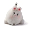 Flocky Animal Resin Pendants, with Platinum Iron Loop, Rabbit, 22.5x22.5x20mm, Hole: 2.7mm