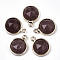 Natural Strawberry Quartz Charms, with Light Gold Plated Brass Edge and Loop, Half Round/Dome, Faceted, 14x11x5mm, Hole: 1.5mm