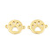 Rack Plating Brass Connector Charms, Flat Round with Hollow Paw Print Links, Cadmium Free & Lead Free, Long-Lasting Plated, Real 18K Gold Plated, 12x16x1mm, Hole: 1.2mm