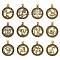 Brass Pendants, Rack Plating, Flat Round, Lead Free & Cadmium Free, Long-Lasting Plated, Constellation, 26x23.5x1.5mm, Hole: 3.8x3.4mm